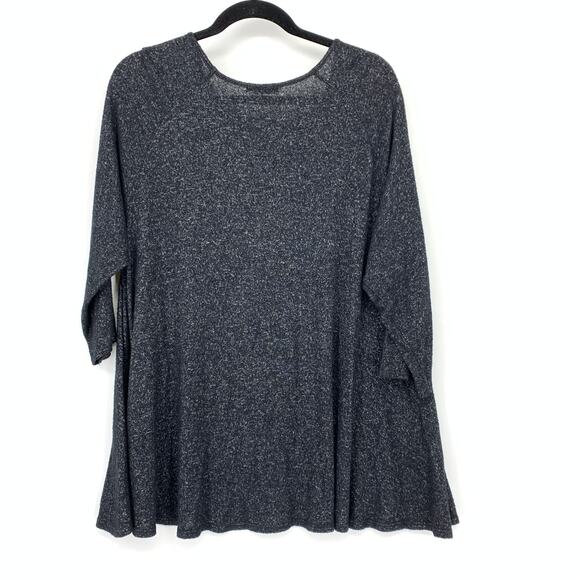 Cha Cha Vente Swing Tunic Top Womens XL Charcoal Gray Marled Knit 3/4 Sleeve - Picture 2 of 5